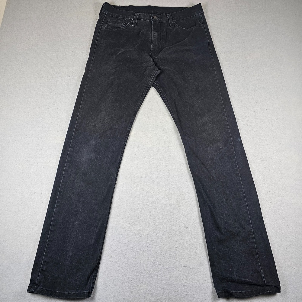 Levis 513 Slim Straight Jeans Mens 30x32 Black Denim Dark Wash Stretch 5-Pocket